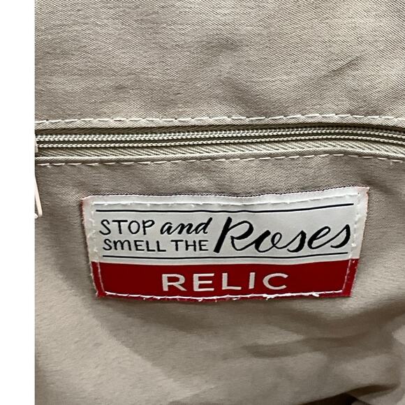 Relic Black Tan Pebbled Patchwork Faux Leather Boho Western Tote Purse - Picture 8 of 15